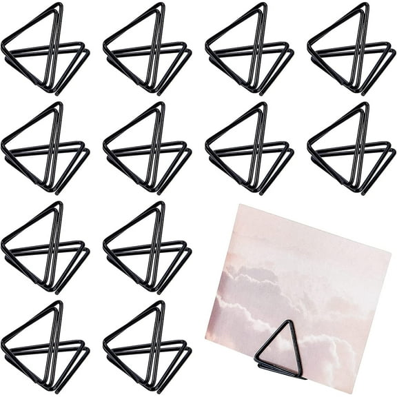 36pcs Mini Place Card Holders Cute Table Card Holders Triangle Shape Wedding Table Number Holders Platinum Photo Holder Pictures Stand Clips for Place Cards Weddings Anniversary Party