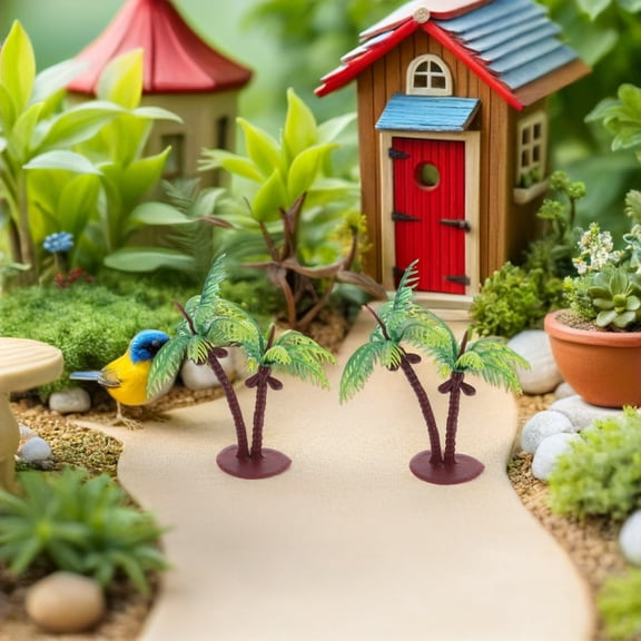 36pcs Mini Artificial Palm Trees for Diorama, Train Scenery, Sand Table, Model Building, Railroad Landscape, Small Plastic Trees