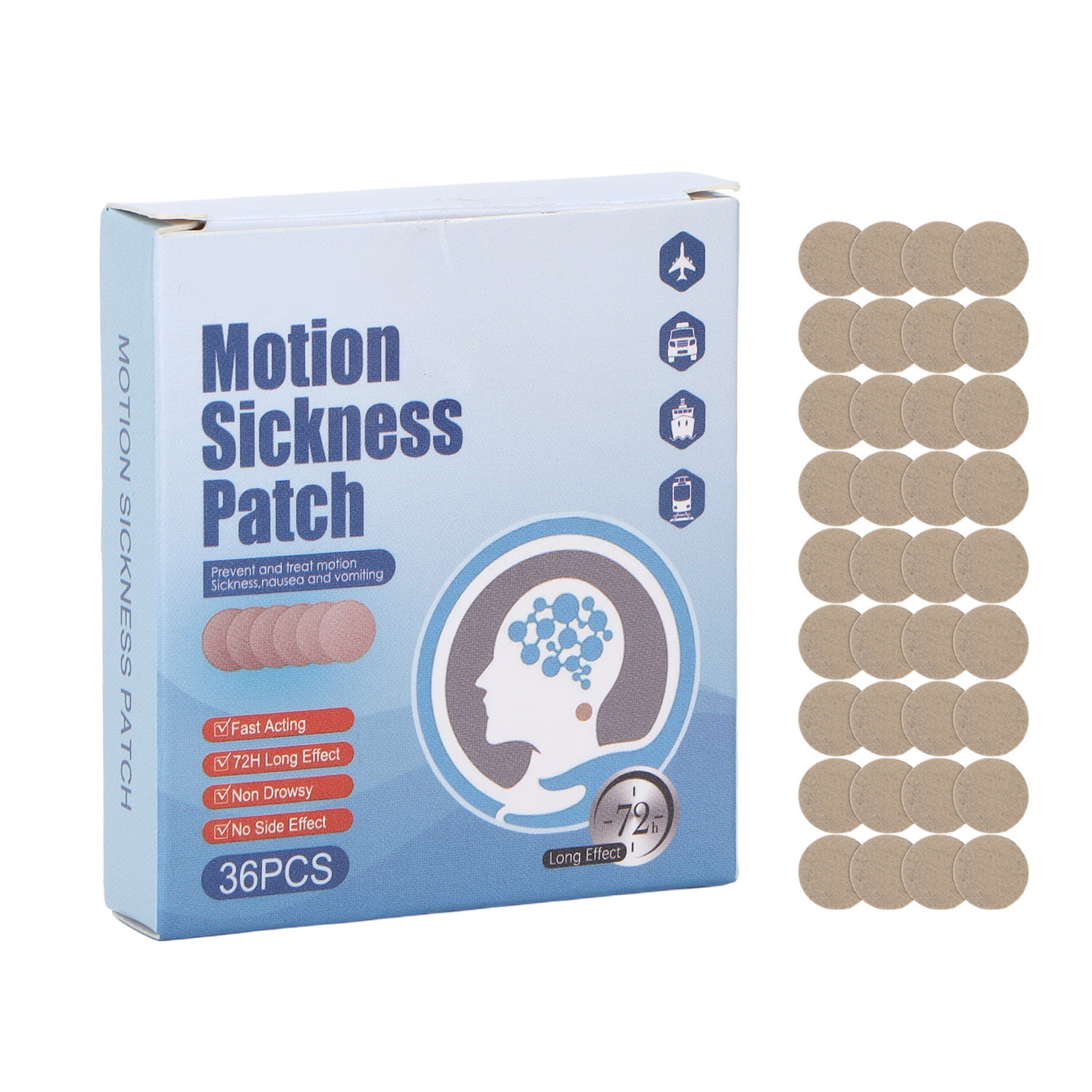 36pcs Motion Sickness Patch Fast Acting Vomiting Nausea Dizzines Relief