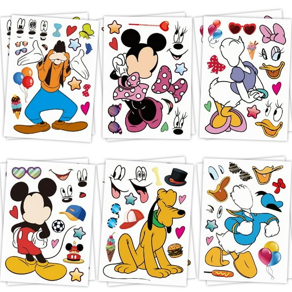 36pcs Mouse Party Supplies,DIY Make a Face Stickers, Make Your Own Cartoon Stickers for Birthday Gifts