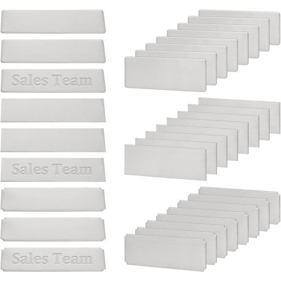 36pcs Name Plates Rectangle Blank Engraved Plate 3 Styles Stainless Steel Name Tag Frame Name Label Art Tag