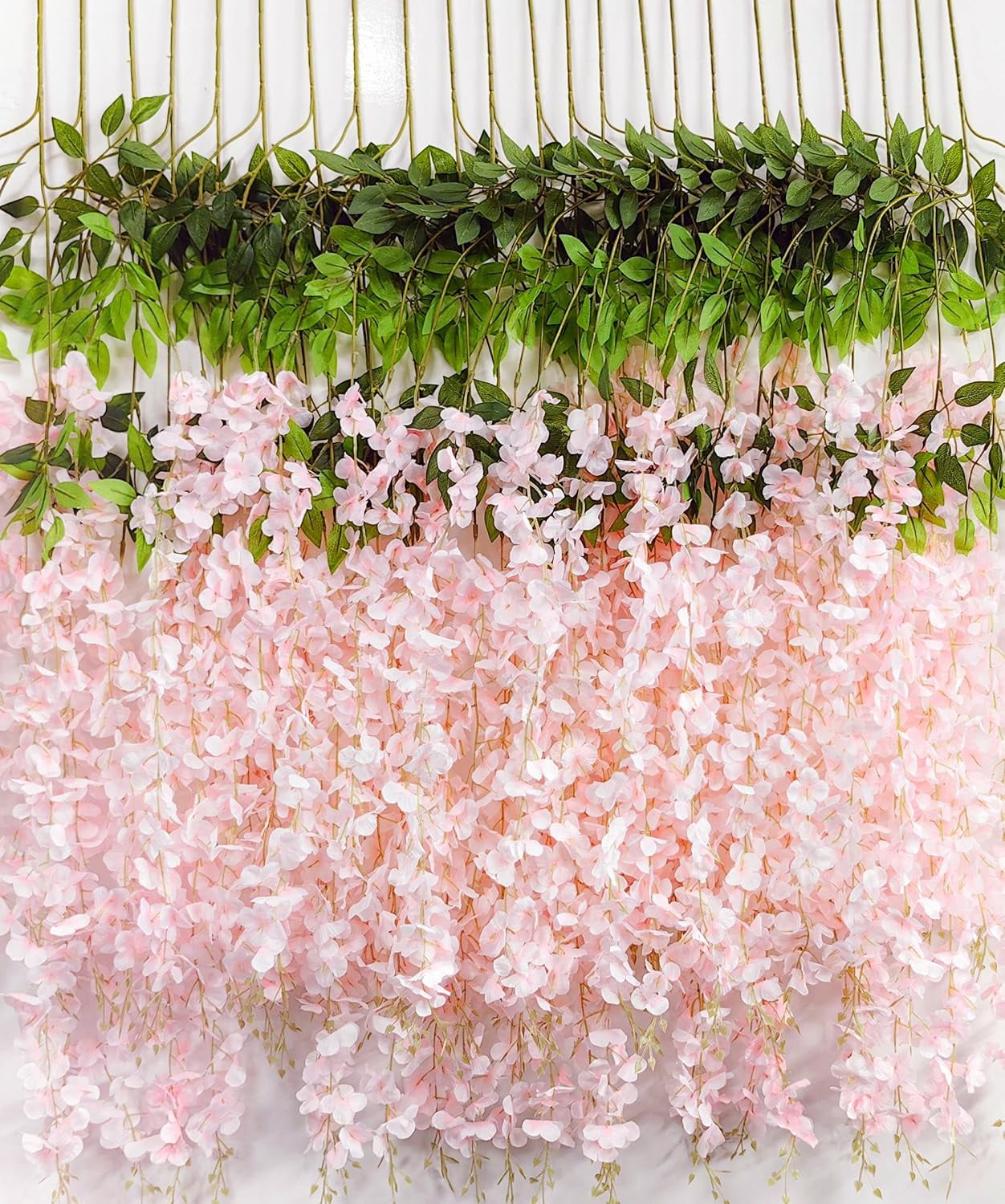 36pcs Pink Dense Artificial Wisteria Vine Garland 3.6ft Silk Flower ...