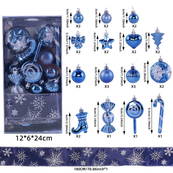 36pcs Set Christmas Candy Pendant Painteds Xmas Tree Decoration with Ribbon for Home & Party
