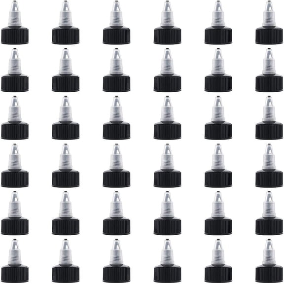 36pcs Squeeze Bottle Cap 24/410 Natural Twist Top Caps Black Replacement Caps Twist Top Cap Bottle Dispensing Caps Bottle Lid Replacement Caps for Squeeze Bottles Glue Bottles Dispensing Cap DIY