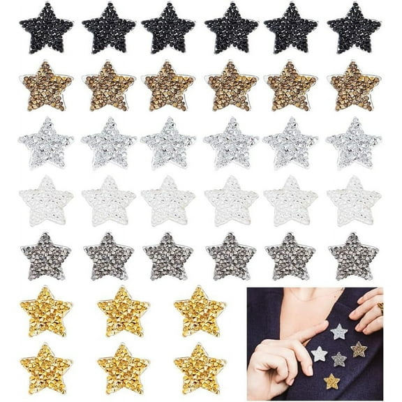 36pcs Star Mini Patches Iron On or Sew On 6 colors Embroidered Badge Patch Sew On Patches DIY Decorative Patches Applique Patch for Dress Jeans Jackets Handbag Clothing Colorful