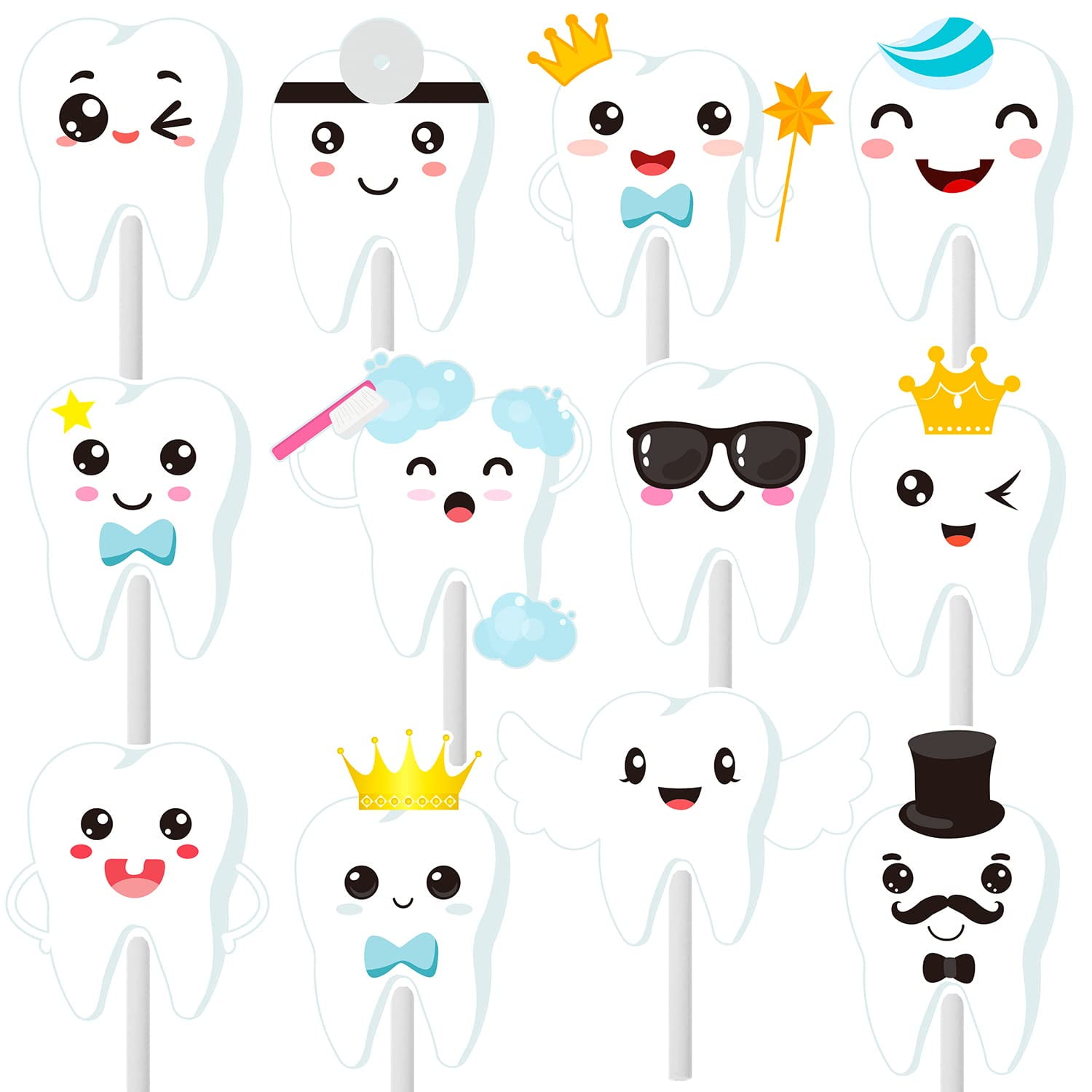 36pcs Tooth Cupcake Toppers Smiling Teeth Theme Party Cake