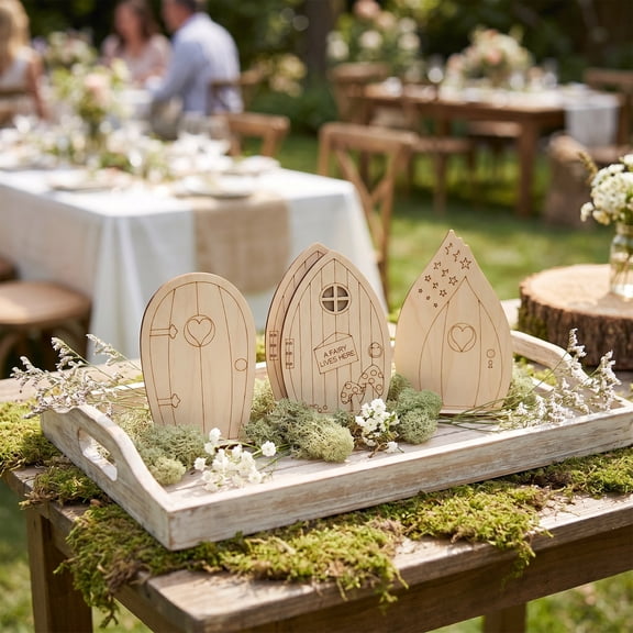 36pcs Unfinished Wood Gates Cutouts Unfinished Blank Wood Pieces Mini Door Shaped Wood Slices Diy Wood Slices