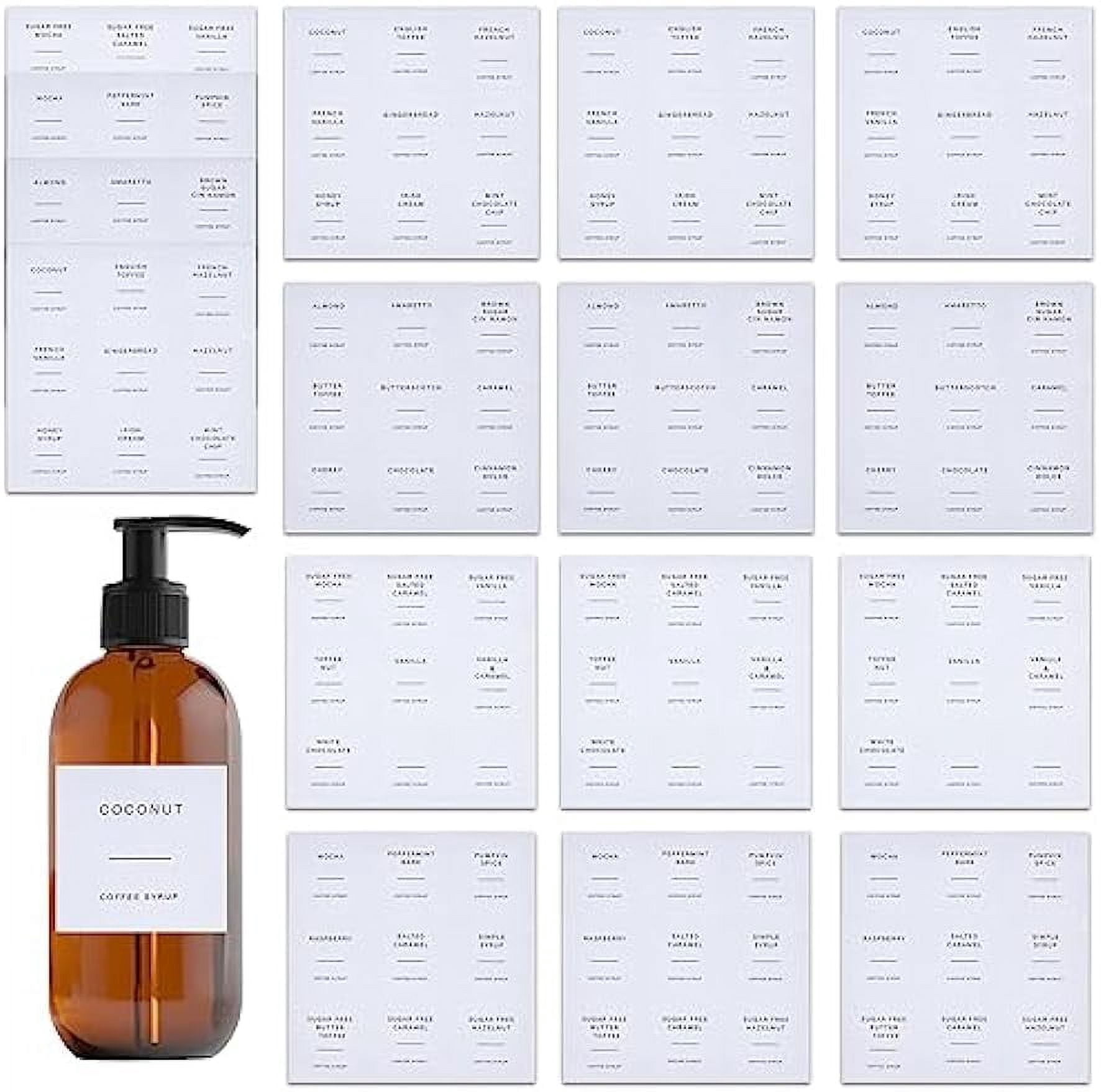 Sticker Label For Containers 36pcs Waterproof Bottle Label Stickers with Black Word Kitchen Pantry ...
