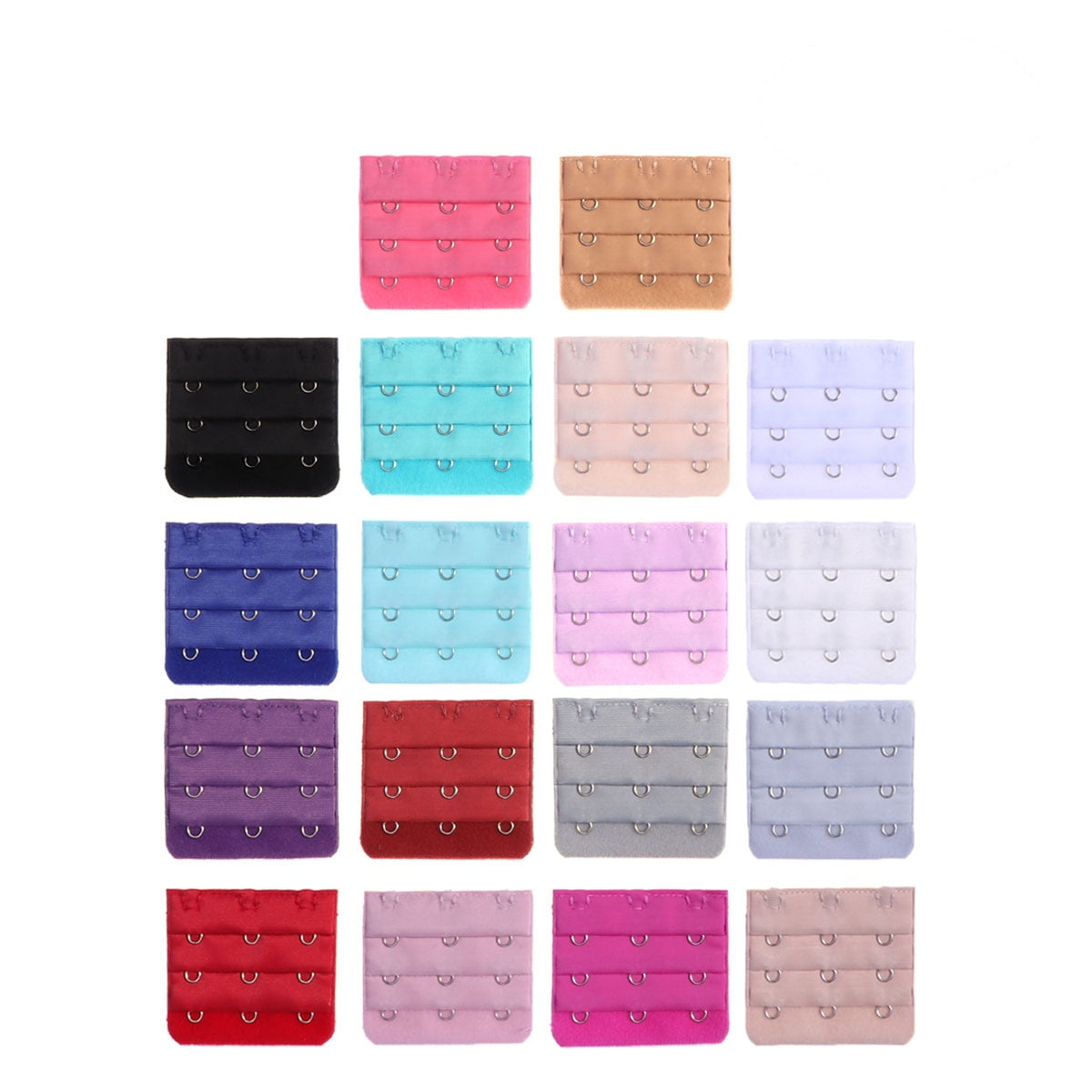 Pixnor 36pcs Women's Bra Extenders Brassiere Extension Hooks 2 Hooks and 3 Hooks (18 Colors), Size: One size, Red