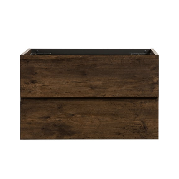 36w - 105 Wall Mount Cabinet Without Basin, Walnut, Two Drawers, Pre-assembled, Silent Closing, Ample Storage Idea Basin 105, Walnut, , Generous Dynamics, Contemporary Style