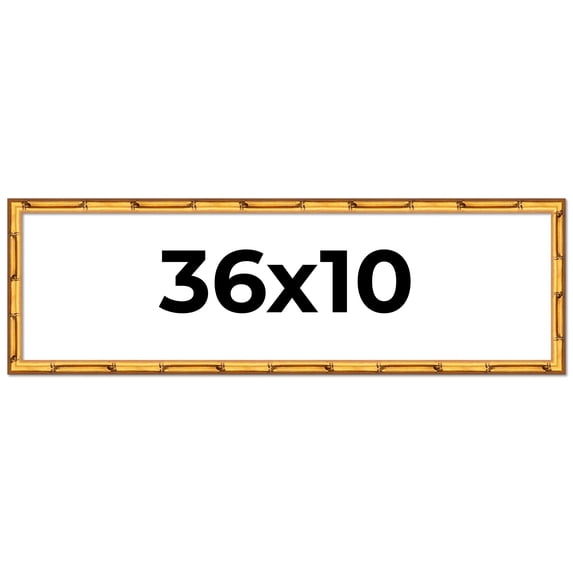 36x10 Frame Gold Bamboo Solid Wood Picture Frame | 1 Inch Moulding Width | Interior Frame Depth