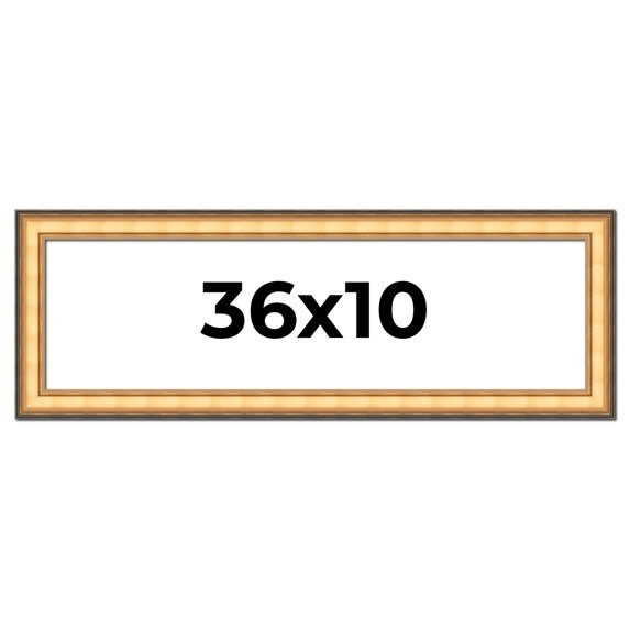 36x10 Frame Gold Plein Aire Solid Wood Picture Frame Width 2 Inches | Interior Frame Depth 0.5