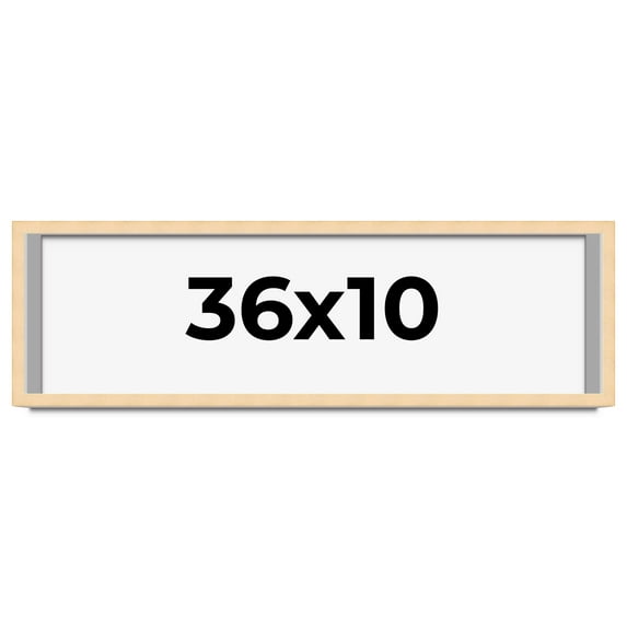 36x10 Frame Natural Wood Picture Frame | 0.75 Inch Moulding Width | with UV Acrylic Plexiglass,