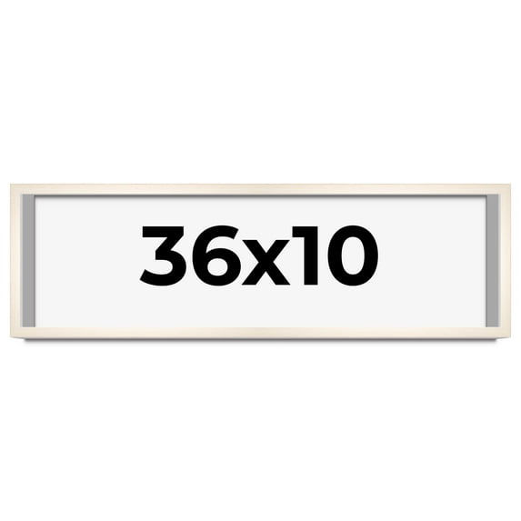 36x10 Shadow Box Cream of Wheat White Washed Display Frame | 0.875 Inches Deep Solid Wood Shadowbox