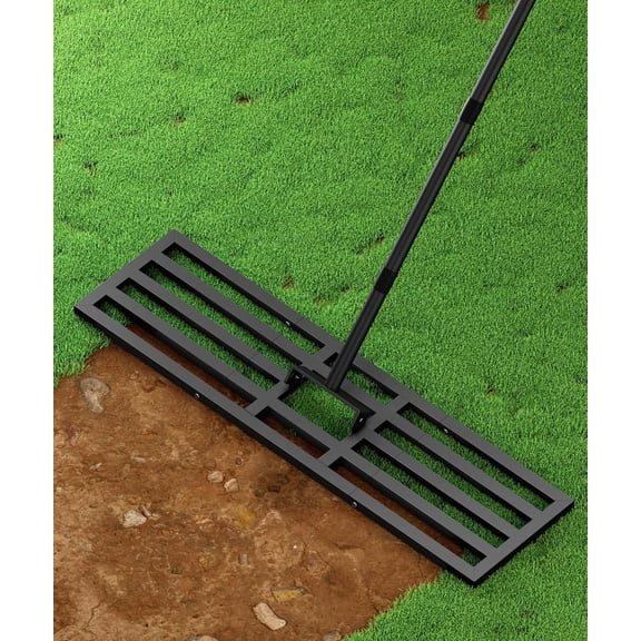 36x10 inch Lawn Leveling Rake, Upgraded Lawn Leveler Tool Heavy Duty Reinforced Connection, Garden Rake with Adjustable Long Handle, Ground Leveler for Yard Smoothing Soil Grass Dirt Sand