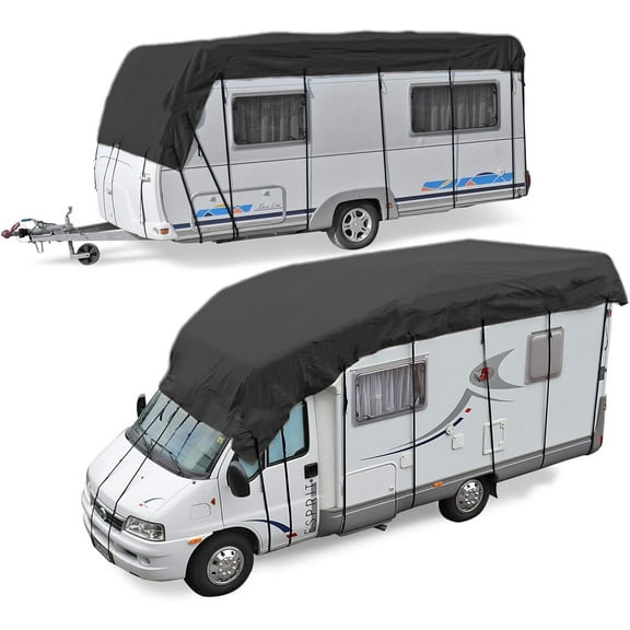 36x10FT Heavy Duty RV Roof Cover, Camper Cover Waterproof & UV Resistant for Class A/B/C Motorhomes, Popup & Truck Campers, Travel Trailers with All-Weather Protection
