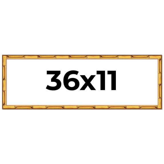 36x11 Frame Gold Bamboo Picture Frame - Complete Modern Photo Frame Includes UV Acrylic Shatter
