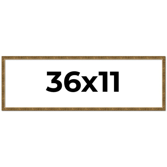 36x11 Frame Gold Solid Wood Picture Frame - Complete Modern Photo Frame Includes UV Acrylic