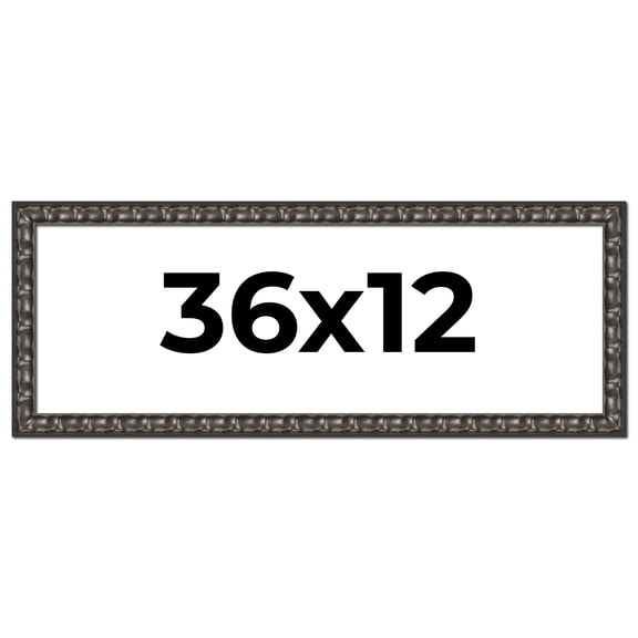 36x12 Frame Black-Brown Medieval Solid Wood Picture Frame | 1.5 Inch Moulding Width | Gotham