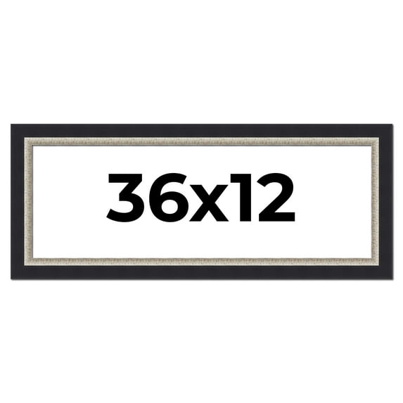 36x12 Frame Black Real Wood Picture Frame Width 2.25 Inches | Interior Frame Depth 0.5 Inches |