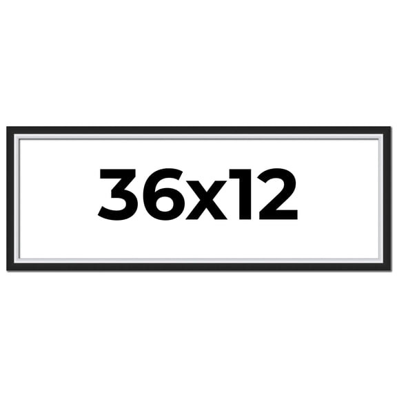 36x12 Frame Black & Silver Solid Wood Picture Frame Width 1.25 Inches | Interior Depth 0.75 Inches