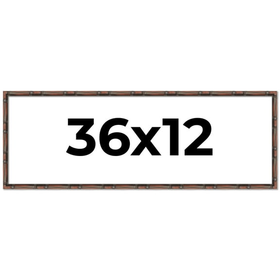36x12 Frame Brown Bamboo with Dark Coffee/Walnut Finish | Solid Wood Picture Frame Width 0.75