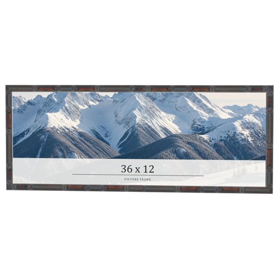 36x12 Frame Brown Bamboo with Dark Coffee/Walnut Finish | Solid Wood Picture Frame Width 0.75