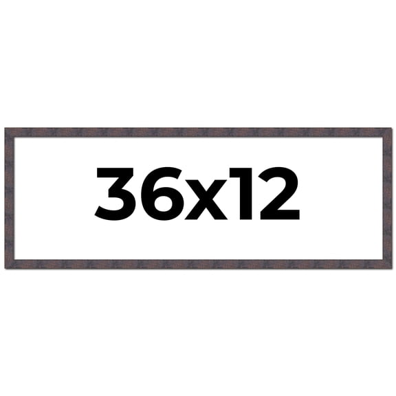 36x12 Frame Brown Rustic Lacquered Walnut Solid Wood Picture Frame Width | 0.875 Inch Moulding