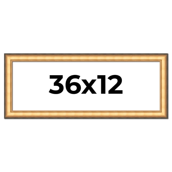 36x12 Frame Gold Plein Aire Solid Wood Picture Frame Width 2 Inches | Interior Frame Depth 0.5