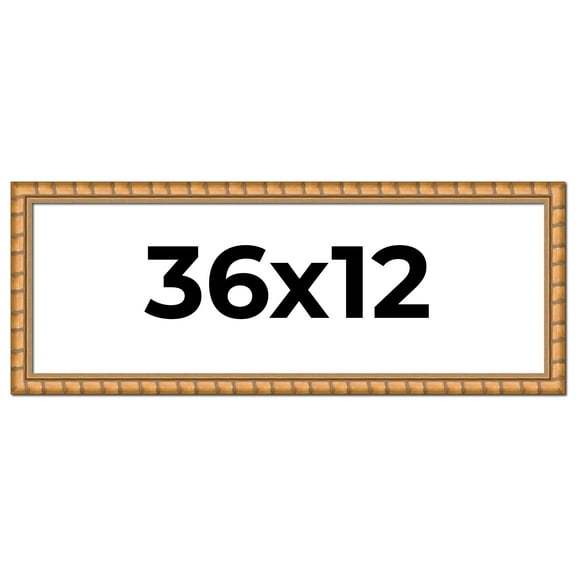 36x12 Frame Gold Real Wood Picture Frame Width 1.5 inches | Interior Frame Depth 0.5 inches |