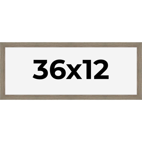 36x12 Frame Gray Barnwood Rustic Solid Wood Picture Frame | 1.5 Inch Moulding Width | Includes UV
