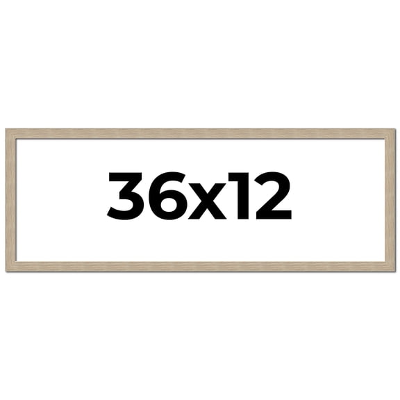 36x12 Frame Grey Solid Wood Picture Frame Width 1 Inches | Interior Frame Depth 0.5 Inches |