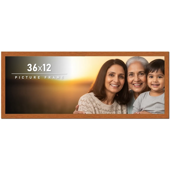 36x12 Frame Honey Pecan Brown Picture Frame - Modern Photo Frame Includes UV Acrylic Shatter Guard