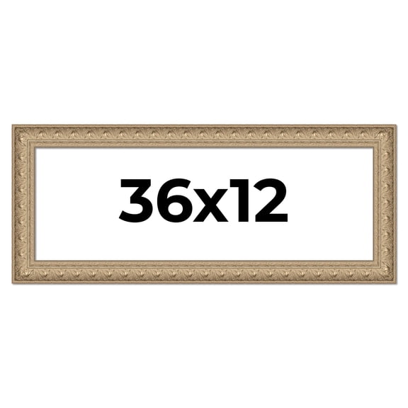 36x12 Frame Ornate Silver Beaded Solid Wood Picture Frame Width 2.5 Inches | Interior Depth 1