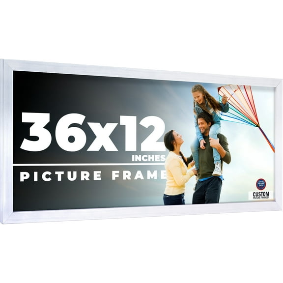 36x12 Frame Silver Real Wood Picture Frame Width 0.75 inches | Interior Frame Depth 0.5 inches |