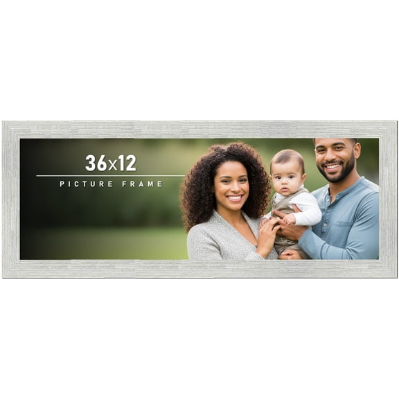 36x12 Frame White Barnwood Picture Frame Includes UV Acrylic Plexiglass, Acid Free Foam Backing