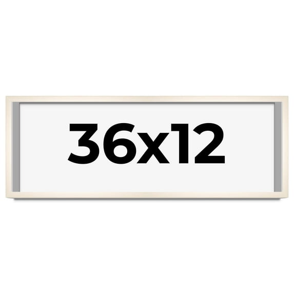 36x12 Frame White Wash Solid Wood Picture Frame | 0.8125 Inch Moulding Width | Includes UV Acrylic