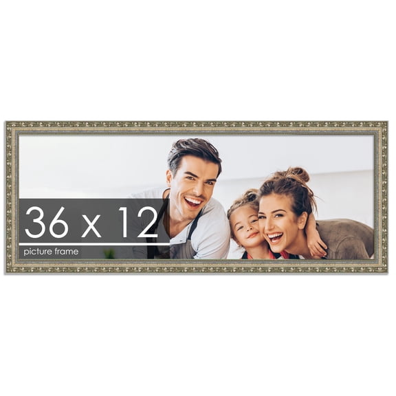 36x12 Silver Wood Picture Frame - UV Acrylic, Foam Board Backing, Hanging Hardware