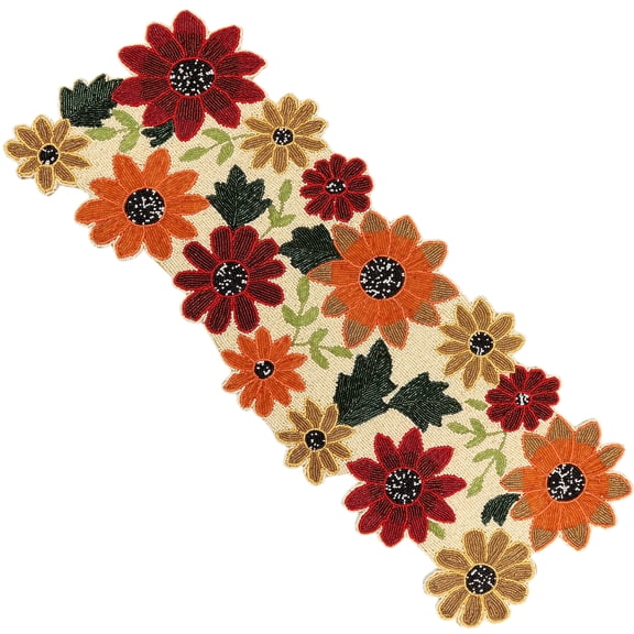 Handcrafted Glass Beaded Table Runner - Elegant Decorative Dining Table Dcor (Multi V)