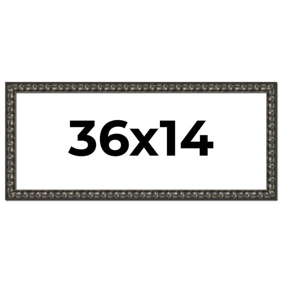 36x14 Frame Black-Brown Medieval Solid Wood Picture Frame | 1.5 Inch Moulding Width | Gotham