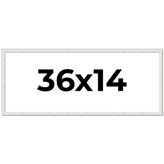 36x14 Frame White Scuffed Rustic Solid Wood Picture Frame | 0.75 Inch Moulding Width| Includes UV