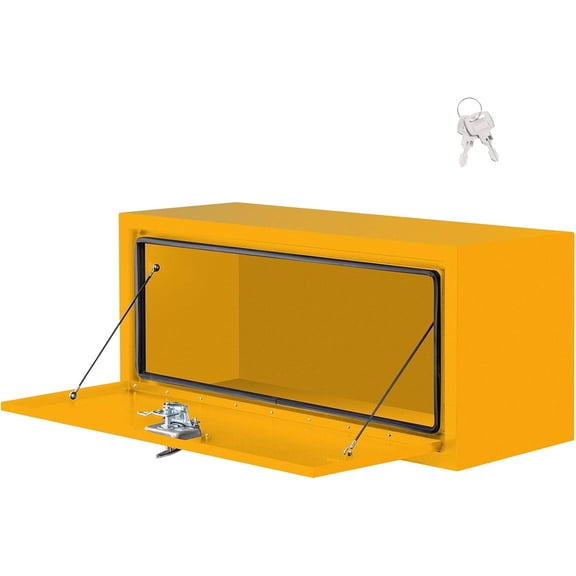 36x14x16 In Steel Truck Bed Tool Box Dual Hydraulic Lockable Weatherproof Storage Yellow