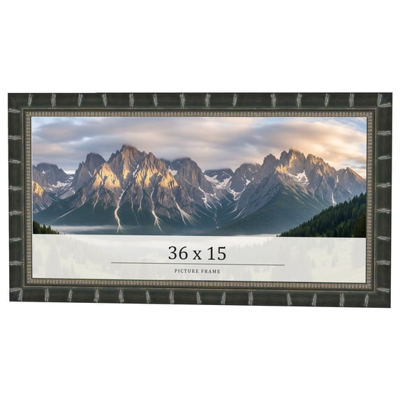 36x15 Frame Black Bamboo Solid Wood Picture Frame Width 1.5 Inches | Interior Frame Depth 0.5