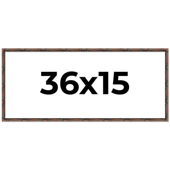 36x15 Frame Brown Bamboo with Dark Coffee/Walnut Finish | Solid Wood Picture Frame Width 0.75