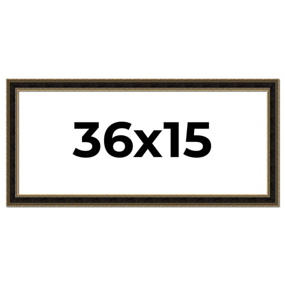 36x15 Frame Gold Antique Vintage Sold Wood Picture Frame | 1.75 Inch Moulding Width | Interior