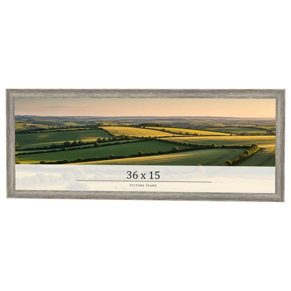 36x15 Frame Grey Solid Wood Picture Frame Width 1 Inches | Interior Frame Depth 0.5 Inches |