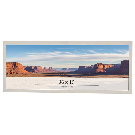 36x15 Frame White Wheat Solid Wood Picture Frame | Moulding Width 0.75 Inches | Interior Depth 0.5