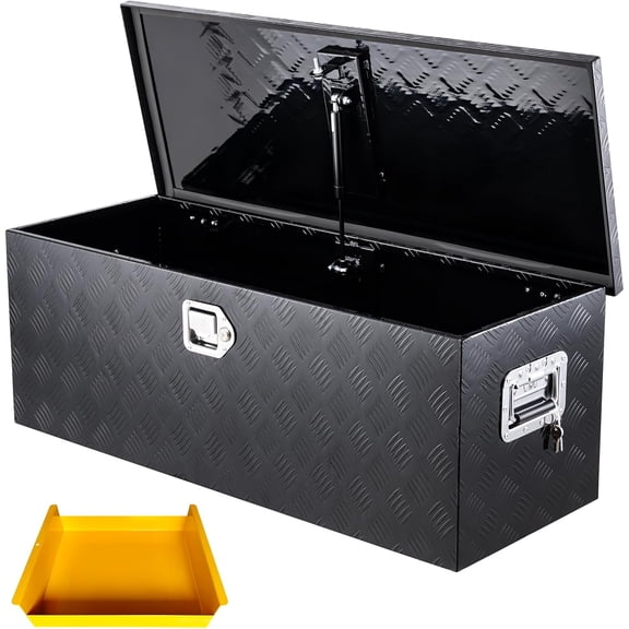 36x15x15 In Aluminum Truck Bed Tool Box with Organizer Tray Weatherproof for Pickup RV Trailer