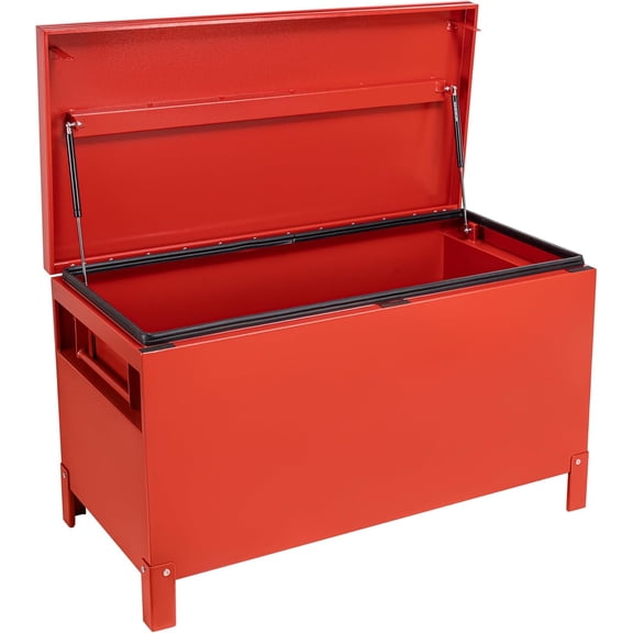 36x15x19in Large Aluminum Truck Bed Tool Box Heavy-Duty Waterproof Storage Chest with Side Handles Industrial Toolbox for Pickup RV Trailer Red