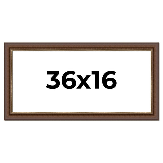 36x16 Copper and Brown Real Wood Picture Frame Width 2 inches | Interior Frame Depth 0.5 inches |